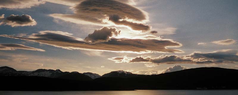 Alien skyships sunset over Kvaløya (From Vikran-Larseng ferry, Norway)