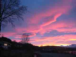 Near-sunrise in blue, pink, and fire (From Mestervik, Norway)