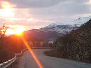 Sunset over Mortenhalsskolten foothills (From near Sand, Norway)