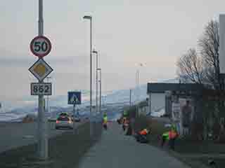 Cleanup crews prepare for 17. mai (Kvaløya, Norway)