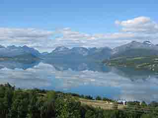 Summer-blue mirror Balsfjorden (From Bergneset, Norway)