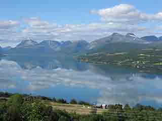 Summer-blue mirror Balsfjorden (zoom) (From Bergneset, Norway)