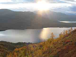 Autumn sunset over Tårnvatnet (From Vassbruna range, Norway)