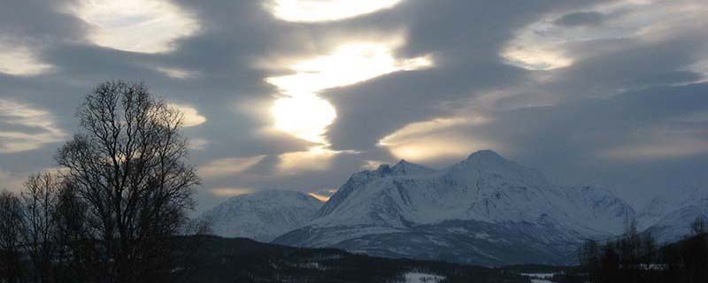 Crocheted sunrise over Russetinden (From Josefvatnet, Norway)