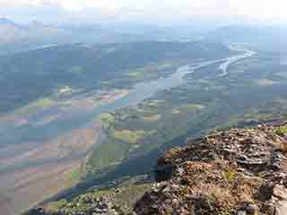 Målselvfjorden merges with Målselva (From Leirtinden, Norway)